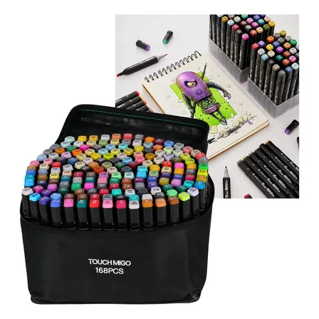 Kit 168 Canetas Permanentes 168 Cores Com Estojo De Canetas Vibrantes Ponta Dupla Bolsa Conjunto Canetinhas Touch Cores Vibrantes Profissional Escolar Colorir