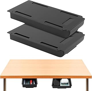 2 gavetas embaixo da mesa, bandeja de mesa autoadesiva, suporte de lápis para gaveta de mesa,