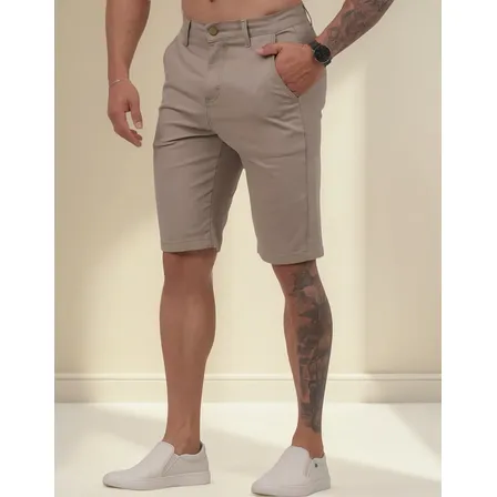 Bermuda  Masculina Sarja Casual Sport Fino Elastano Elegante