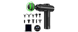 YARUIKE Pistola de Massagem Muscular Profunda, 30 Velocidades, 10 Cabeças, Tela LCD, Silenciosa,