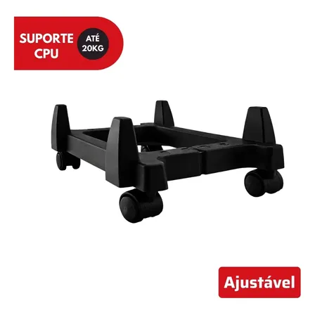 Carrinho Para Cpu Suporte Nobreak Com Rodinhas Preto Force Line