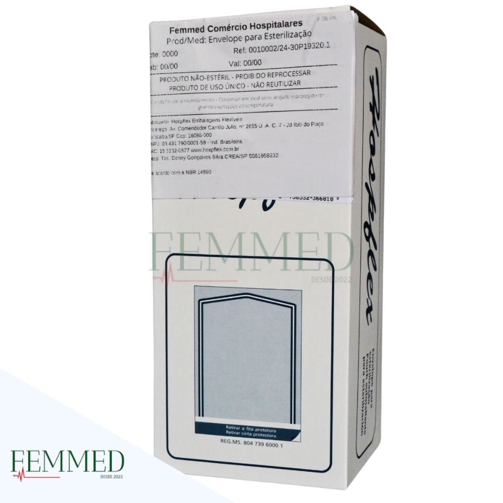 Envelope para Esterilização 5cmx10cm PEQUENO -  100 ou 200 Unidades - Hospflex (NÃO CABE ALICATE)