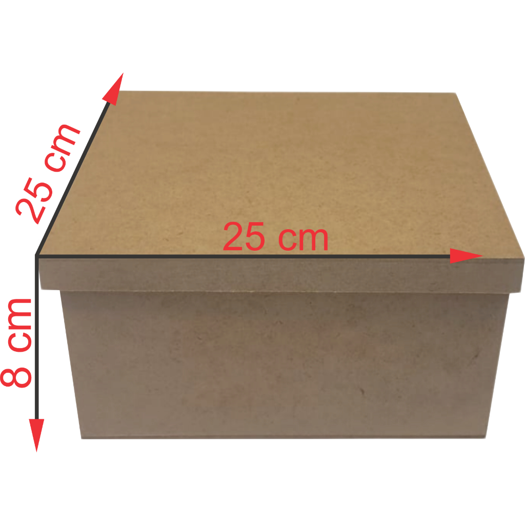 Caixa 25x25x8 Quadrada Lembrancinhas MDF Com 1un
