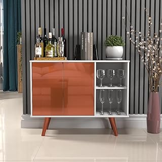 Aparador Buffet Retrô com 2 Portas e 2 Nichos, Balcão Multiuso Decorativo, Móvel Funcional para