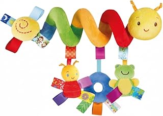 Brinquedo Espiral Sensorial para Bebê com Chocalho e Mordedor Colorido – Pelúcia para Carrinho,