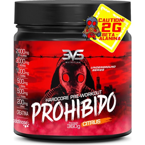 Pré Treino Prohibido 360gr Fórmula Avançada Creatina, Beta Alanina, Taurina, L-tirosina, L-alanina,