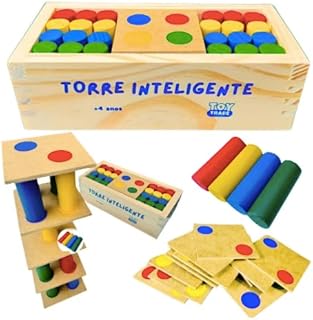 Jogo Torre Inteligente de Madeira – Brinquedo Educativo Infantil | Kit Pedagógico para Coordenação