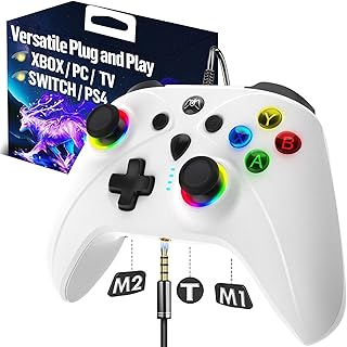 Controle Xbox com fio para X Box Series X S One PC PS4 Switch, controles de controle de jogos com