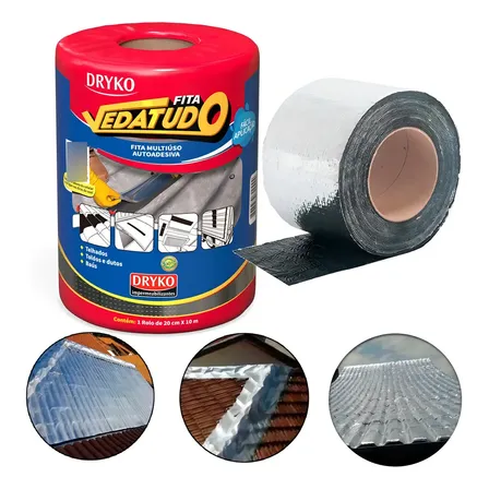 Manta Asfáltica Auto Adesiva Aluminizada 20 Cm X 10 M Dryko Prateado