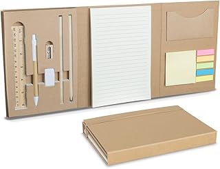 Kit Escritório Completo com Caderno, Mouse Pad, Caneta, Porta Objetos, Régua e Estojo, Material