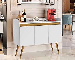Aparador Buffet Sala 3 Portas Luxo Prime Branco/Madeirado - JM Casa dos Móveis