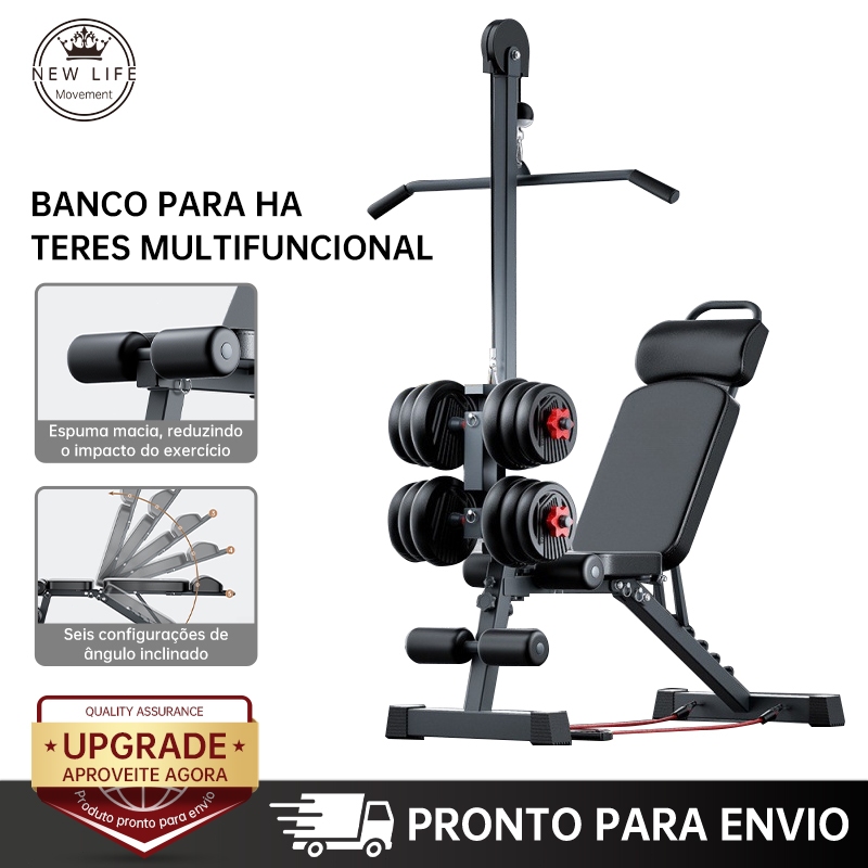 Treine Tudo em Casa com Alta Tração Banco Multifuncional 12 em 1 Suporta Até 300kg