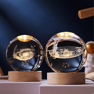 Luminária De Mesa Bola De Cristal Esfera Globo Planeta Terra Galáxia Via Lactea Saturno Lua LED