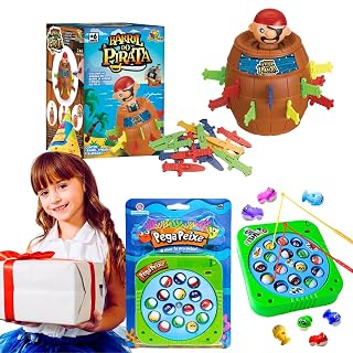 Kit brinquedo pedagógico jogos de tabuleiro infantis educativos Barril pula pirata + jogo infantil