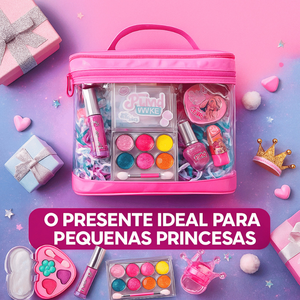 Kit Maquiagem Infantil  Princesa Necessair Brinquedo Menina Seguro Anvisa Colorido Educativo Presente