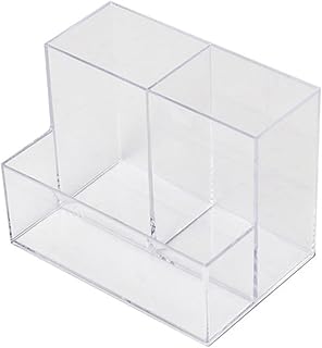 Suporte de caneta de acrílico, organizador de mesa transparente com vários compartimentos para