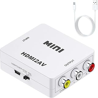 Conversor HDMI para RCA, HDMI para AV, 1080p HDMI para caixa adaptadora de áudio e vídeo analógico