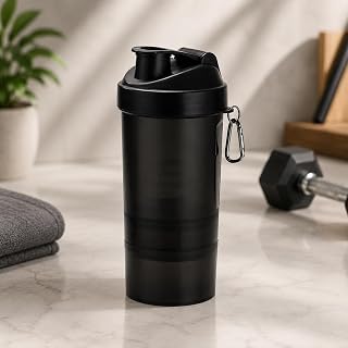 Coqueteleira Shaker 400ml com Compartimento para Suplementos e Divisórias + Copo Extra 100ml, Ideal