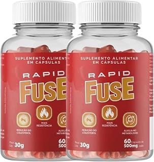 Kit 2x Rapid Fuse Pré Treino e Termogênico (Foguinho) - 60 Cápsulas com Cafeína, Psyllium e