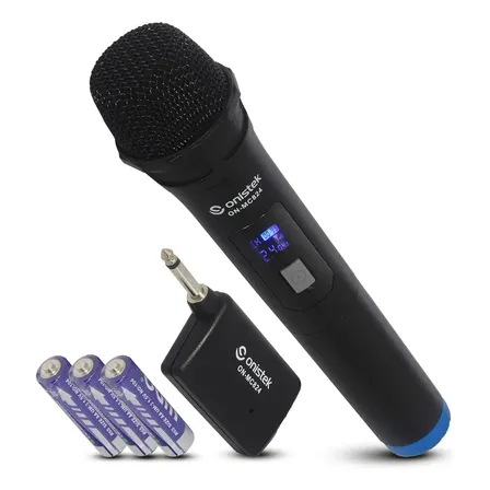 Microfone Sem Fio De Mão Dinâmico Display Led Karaokê Uhf Preto