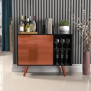 Aparador Buffet Retrô com 2 Portas e 2 Nichos, Balcão Multiuso Decorativo, Móvel Funcional para