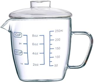 Luxshiny - Tampa de copo de medição de vidro para cozinhar caneca de café da manhã balança para