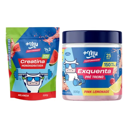 Kit Suplemento Mu Creatina Melancia Exquenta Pink Lemonade Pó Energia/nutricional 2 Piezas 1.2kg