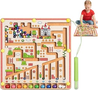Labirinto Magnético Infantil Montessori, Jogo Educativo de Madeira com Imã, Brinquedo de