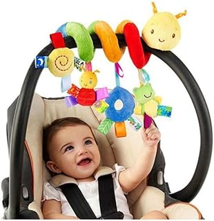 Sunfenle Brinquedo de carrinho infantil, bebê minhoca berço ao redor do chocalho desenho animado