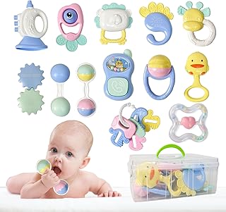 Cuterabit Conjunto de 13 Chocalhos para Bebês de 0 A 6 Meses, Brinquedos para Mordedores com