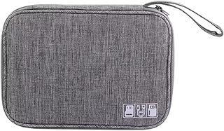 Organizador portátil para cabos e acessórios eletrônicos, tamanho compacto de 12x19cm (Cinza)