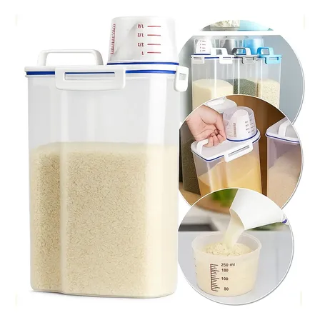 Dispenser De Ração Milho Feijão Arroz Sementes 2 Litros Transparente