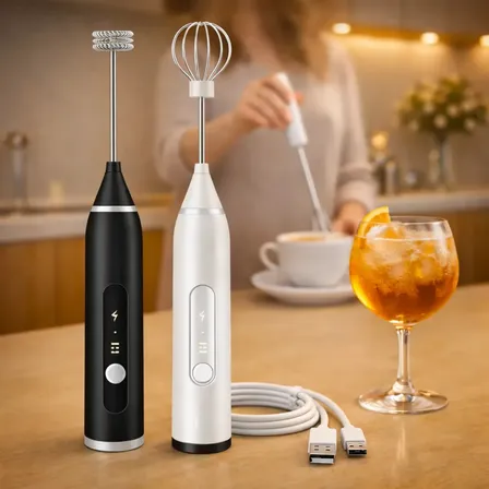 Mini Mixer Misturador De Bebidas Elétrico 2 Em 1 Portátil Recarregável Mexedor De Ovos Whey Leite