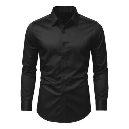Camisa Social Masculina Slim Fit Premium Passa Facil Preto Liso G