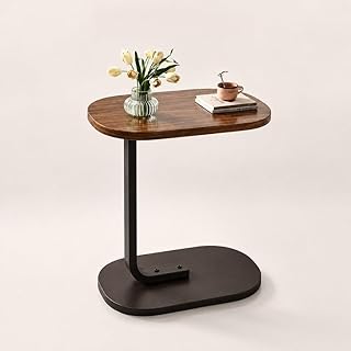 Mesa Lateral de Apoio Moderna em Resistente, Disponível nas Cores Bege e Marrom, Mesa Multiuso para