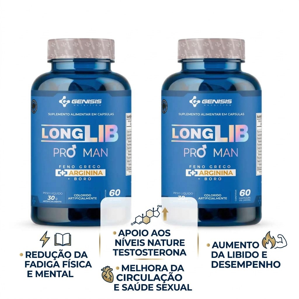 Kit 2 X Suplemento original Pro Man Natural Força e Energia120 Cáps - Genisis Nutrition !