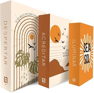 Caixa Livro Falso Decorativo Fake Kit 3 Porta Objetos Boho