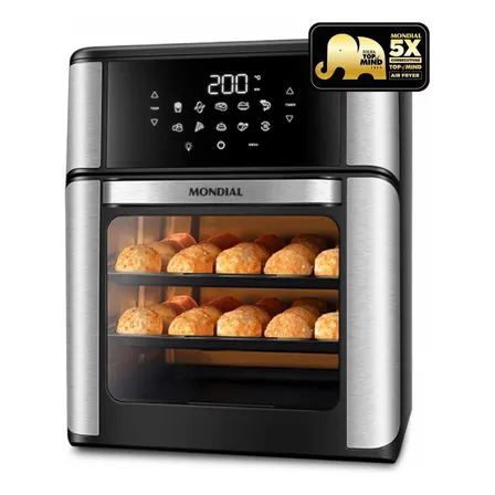 Fritadeira Air Fryer Forno Oven 12l, Mondial, 2000w - Afon-12l-bi Preto/inox 127v