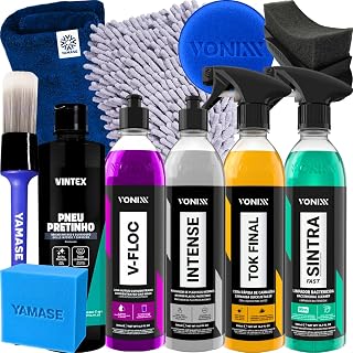Kit Lavagem Completa Shampoo Cera Tok Final Intense Sintra Fast Pneu Pretinho Aplicador Vonixx