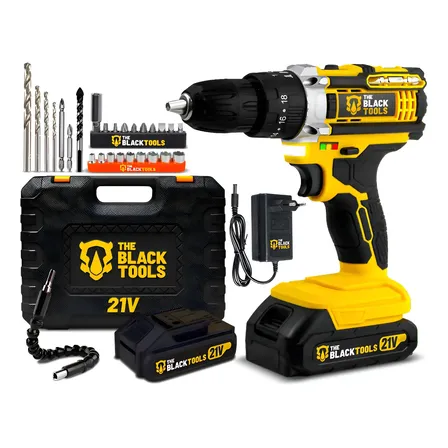 Parafusadeira Furadeira De Impacto The Black Tools Profissional TB-21PX 2 Baterias Com Maleta 6
