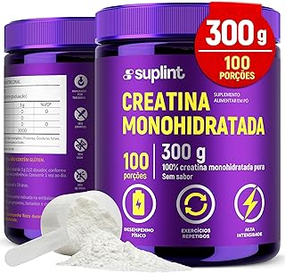 Creatina Monohidratada Pura 300g – Suplemento Alimentar em Pó 100 Porções de 3g | Creatina 100% Pura para Musculação, Crossfit e Academia | Sem Sabor, Sem Glúten, Sem Corantes