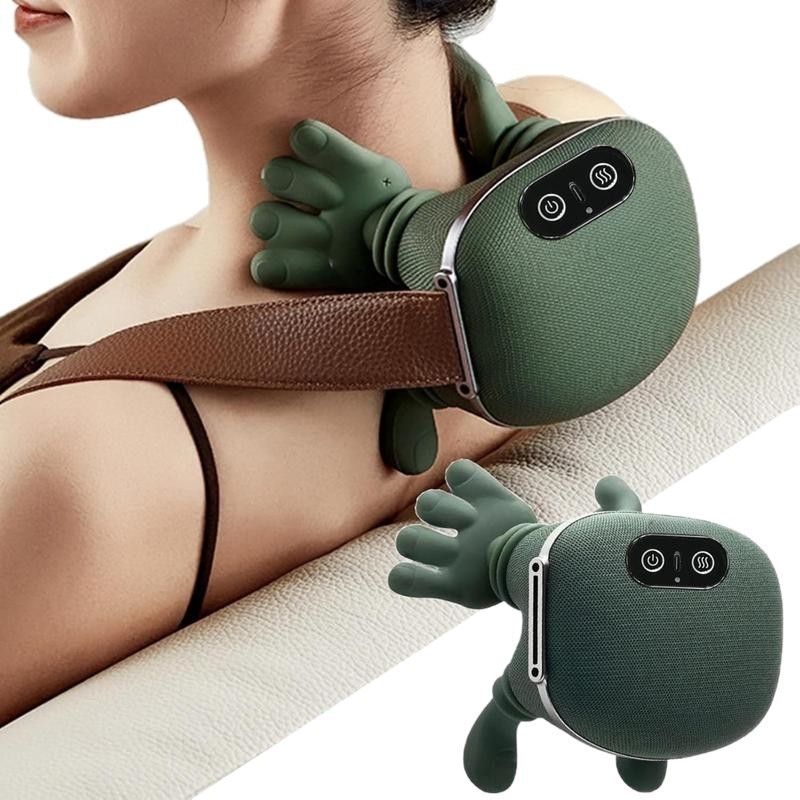 Massageador elétrico portátil pescoço calmante intensidade de 3 velocidades + aquecimento infravermelho