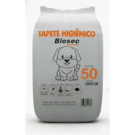 Tapete Higiênico Para Cachorro 50 Unidades 60x55cm Com Gel Absorvente Fralda Manta Pet Cão Bran