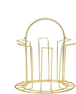 Suporte para 6 Copos em Ferro Dourado - Organizador de Copos para Cozinha e Mesa 17x17x20cm