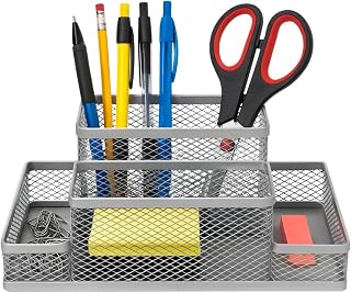 Porta Lapís Organizador Caneta Clips Lembrete Aramado Escritorio Treco Material Objeto (Cinza, 4)