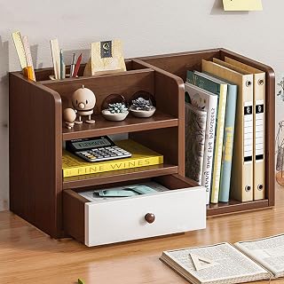 Estante para mesa, organizador de mesa com gaveta, organizadores de mesa de escritório e