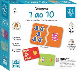 Brinquedo Educativo, Números 1 ao 10, Nig, 20 Peças em Madeira