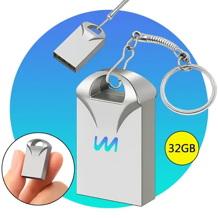 Pen Drive 32gb Mini Chaveiro Resistente Rápido Usb Metal Cor Prata Alta Velocidade Compatível D