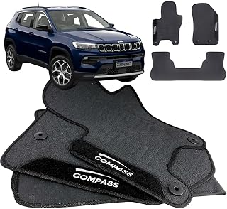 Jogo de Tapete Borracha Automotivo pra Carro Compatível com Compass 2019 2020 2021 2022 2023 2024