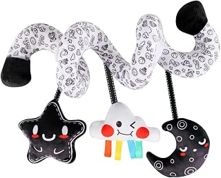 Assento espiral para bebê, brinquedo decorativo leve, chocalho pendurado, enfeite, carrinho de bebê, jogo de atividade para meninas de 0 a 6 meses, Preto E Branco